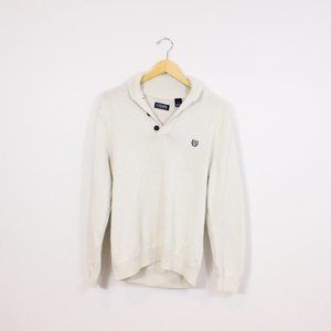 Chaps 3/4 Button  Cream Sweater